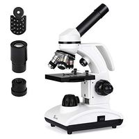TELMU Microscope 40X-1000X Dual Cordless LED Illumination Lab Compound Monocular Microscopes with Optical Glass Lenses & 10 Slides 