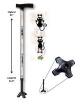 Walking Cane Adjustable T Handle with Footed Cane Tip Cat Scratch Design