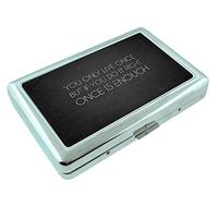 Once Is Enough Em1 Hip Silver Cigarette Case Id Holder Metal Wallet 4" X 2.75" RFID Protection