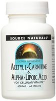 SOURCE NATURALS Acetyl L-Carnitine & Alpha Lipoic Acid 500/150mg 60 TAB