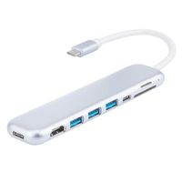 YongTX USB C Hub, USB-C Laptop Docking Station, 8-in-1 Type C Adapter with 4K HDMI Port, PD Power Delivery, 3 USB 3.0 Ports, SD/TF Card Reader Compatible for MacBook Pro,Chromebook Pixel,Galaxy s8/s9