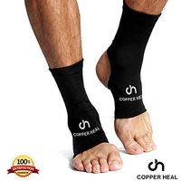 Ankle Compression Sleeve by COPPER HEAL (Pair) - Highest Copper Infused Socks Arch Support Foot Swelling Achilles Tendon Joint Pain Plantar Fasciitis Sports Injury (XL)