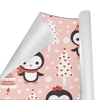Gift Wrapping Paper Roll Funny Penguin Pine Tree for Birthday,Holiday,Wedding,Baby Shower Gift Wrap - 3Rolls - 58inch x 23inch Per Roll