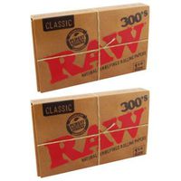 Raw 300 Classic 1.25 1 1/4 Size Rolling Papers 2 Packs = 600 Leaves