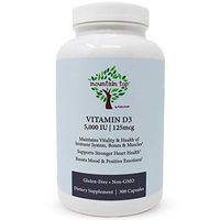 Mountain Top Vitamin D3 5, 000 Iu (300 Capsules) - for Better bones, Teeth, Immunity, muscle Functions Non-Gmo, Gluten-Free