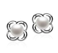 Bella White 7-8mm AA Quality Freshwater 925 Sterling Silver Cultured Pearl Earring Pair For Women