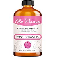 Ola Prima 8oz - Premium Quality Rose Geranium Essential Oil (8 Ounce Bottle) Therapeutic Grade Rose Geranium Oil
