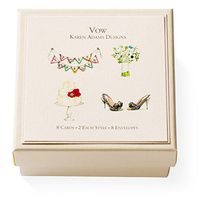 Karen Adams"Vow" Gift Enclosure Box of 8 Assorted Wedding Gift Cards with Envelopes