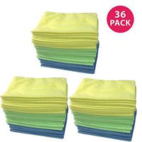Think Crucial Multi-Surface Multi-Color Polishing Microfiber Durable Towel Cleaning Cloths, Cleans Glass, Hard Surfaces, More, 16x12 (36 Pack)