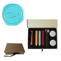 MNYR Vintage Ichthus Fish Decorative Wedding Invitations Gift Cards Paper Stationary Envelope Seals Wax Seal Stamp Sealing Wax Stamp Gift Box Candles Wax Sticks Melting Spoon Kit Set
