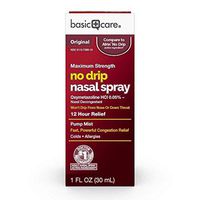 Basic Care No Drip Nasal Spray, Oxymetazoline HCl; Provides 12 Hour Nasal Congestion Relief, 1 Fluid Ounce