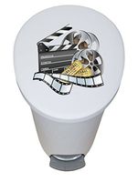 The Furniture Cove New 2.6 Gallon White Plastic Step Trash Can Waste Basket Featuring the Choice of Your Favorite Novelty Themed Logo - FREE Trash Liner Included (Movie Reel)