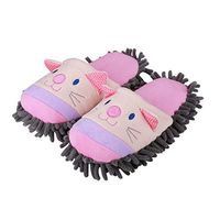 Frjjthchy Dust Cleaning Mop Slippers Microfiber Mopping Shoes for Men Women (Women 6-7/Men 5, Cat)