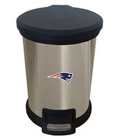 The Furniture Cove New 1.3 Gallon Round Stainless Steel Step Trash Can Waste Basket Featuring Your Choice of a Football Team Logo (Patriots)