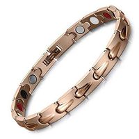HiTreasure Power 4 Elements Titanium Steel Magnetic Therapy Negative Ions Germanium Link Bracelet for Arthritis Pain Relief Anti-Radiation Men Women(Imported,3000 Gauss Each Link)