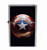 Customized Collectables Captain Shield Battle-Damaged Super Hero Avenger Flip Top Oil Cigarette Lighter