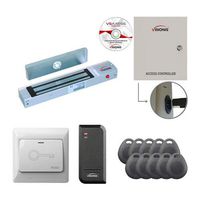 Visionis FPC-7480 One Door Access Control Electromagnetic Lock for Out Swing Door 300lbs TCP/IP Wiegand Controller Box + Power Supply + Black Outdoor Card Reader Software Included 10,000 User Kit