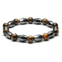 Top Plaza Men's Women's Hematite Metal Magnetic Therapy Bracelets Natural Healing Gemstone Beads Stretch Elastic Bracelet - Tiger Eye Stone