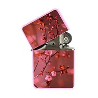 Pink Flip Top Refillable Windproof Lighter - Japanese Cherry Blossom Pink Lighter