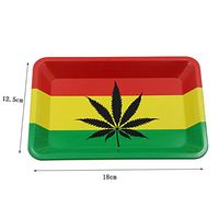 ChYoung Metal Rolling Tray Maple Leaf Letter Printed Tobacco Tray Rectangle Tray 18x12.5cm/7x5 Inches (Style C-Small)