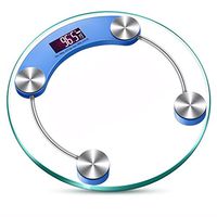 YUN HAI Large Digital Bathroom Scale with Indoor Temperature Display, Backlit LCD, Highly Accurate Body Pet Scale Support 396 Ibs Capacity, Auto ON/Off (Color : Blue)