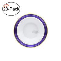 Tiger Chef 5-ounce Heavyweight Plastic China Like Dessert Bowls. Quality Reusable Dinnerware - Cobalt Blue And Gold Trim Design - (20)