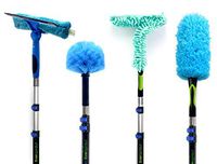 EVERSPROUT 4-Pack Duster Squeegee Kit with Extension-Pole (25+ Foot Reach) | Swivel Squeegee, Hand-Packaged Cobweb Duster, Microfiber Feather Duster, Ceiling Fan Duster, 18 Foot Telescopic Pole