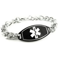 My Identity Doctor - Custom Engraved Men's Medical ID Bracelet, 8mm Stainless Steel, Thick Chain - White-Black - Wrist Size 8.5 Inch