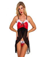 Viviplus Lingerie for Women with Garter and Stockings Fashion Sexy Christmas Lingerie Splice Split Bow Nightdress Pajamas Underwear