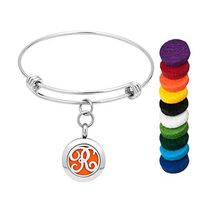 Moonlight Collections Letter R Essential Oil Bracelet Aromatherapy Perfume Locket Scented Bangle A-Z Letters [26 Initials]