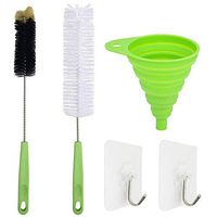2 Pack Long Bottle Brush Cleaner, YuCool 17 Inch Long Water Bottle Brush Cleaner +1 Collapsible Funnel for Washing Wine, Beer, tea kettles, Tumblers, Thermos,Glass Jugs,Long Narrow Neck Sport Bottles+