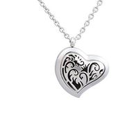 Aromatherapy Essential Oil Diffuser Necklace Jewelry ~ Elegant Heart Style - Hypo-Allergenic 316L Surgical Grade Stainless Steel Locket Pendant Necklace - Includes 3 Washable Pads (Silver)