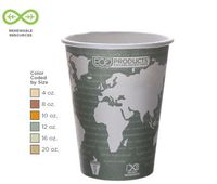 Bulk Compostable Hot Cups, 10oz PLA Cups, World Art Renewable: Eco-Products EP-BHC10-WA (2000 Compostable Cups)