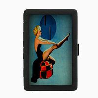 Perfection In Style Black Color Metal Cigarette Case Vintage Art Deco Design 014