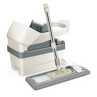 Stainless Steel Deluxe Rolling Spin Mop with 3 Microfiber Mop Heads,Pedal Design Washing Dehydration Two In One Dry and Wet Dual Use Head (color : Blue) (Color : White)