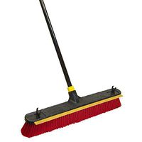 Quickie 24-Inch Knockdown 2-in-1 Multi-Surface Push Broom with Squeegee, Black/Red (6352ZQK)