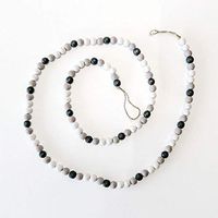 60" X .5" Wood Bead Garland, White/Gray/Black – 15209