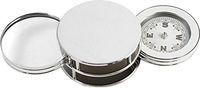 Bey-Berk D721 Chrome Plated Paperweight & Fold Out 3X Magnification Magnifier with Compass, Grey
