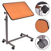 CBHLZ Adjustable Overbed Table Adjustable Medical Bedside Table Hospital Food Tray Rolling Laptop Desk with Tilting Top,Orange