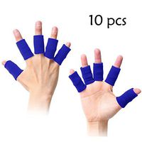 10 PCS Sport Elastic Arthritis Trigger Finger Sleeves Braces Knuckle Compression Protector Prevent Calluses (Blue)