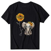 Short Sleeve Tee Blouse for Women,Amiley Womens Cute Elephant Print O-Neck Summer Sunflower Short Sleeve Tshirts Tops Blouses