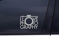 SPOT-IT Crafts I Love Photography Vinyl Decal Sticker 4"x5.5" Metallic Silver