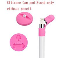 Silicone Charging Cradle Stand Anti-Lost Cap Cover Holder for iPad Pro Apple Pencil Touch Pen Stylus (Pink)
