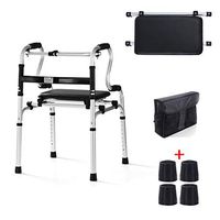 Folding Walking Aids Medical Care Elderly Walker with Soft Board and Wheels for Seniors, Handicap, Fracture Disabled, Max 180 Kg