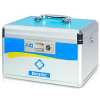 Decaller First Aid Box with Security Lock, Medical Box with Removable Tray for Drugs Storage, 12" x 8 1/5" x 8 1/5", Medium, Blue, YLX003M