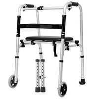 DMZY 2 Wheels Standard Walkers Superlight Aluminum Alloy Freely Adjustable Height Foldable Walking Frames with Leather Cushion