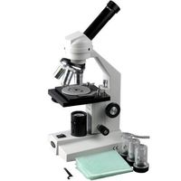AmScope M200A-PZ Polarizing Monocular Compound Microscope, WF10x and WF16x Eyepieces, 40x-640x Magnification, Tungsten Illumination, Single-Lens Condenser, Coarse and Fine Focus, Plain Stage, 110V
