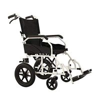 WenFei shop Foldable Wheelchair - Lightweight Aluminium Frame, Portable Transit Travel Chair with Handbrakes, Seat Width 450 Mm, Black