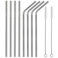 Fenido Stainless Steel Straw Set Curved Straight Eco-friendly Straw with Cleaning Brush Straws