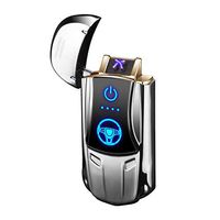 Dual Arc Lighter USB Double Arc Lighter Rechargeable Flameless Windproof Electronic Plasma Mini Portable Lighters No Gas Good for Cigar Candle Cigarette Pipes (Silver Arc Lighter)